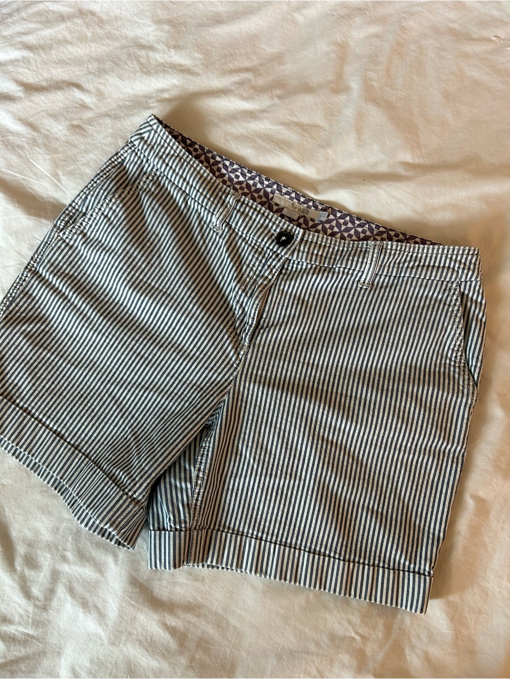 Boden Blue & White Striped Chino Shorts Size 10